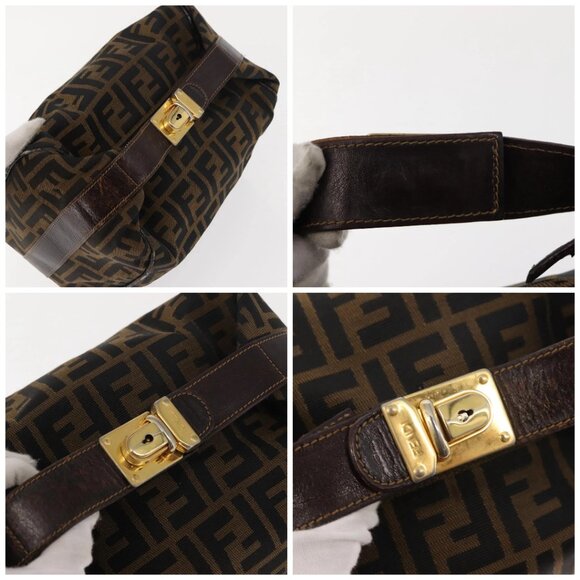 FENDI Zucca Canvas Vanity Bag Black Brown Auth 147545 - Picture 16 of 16